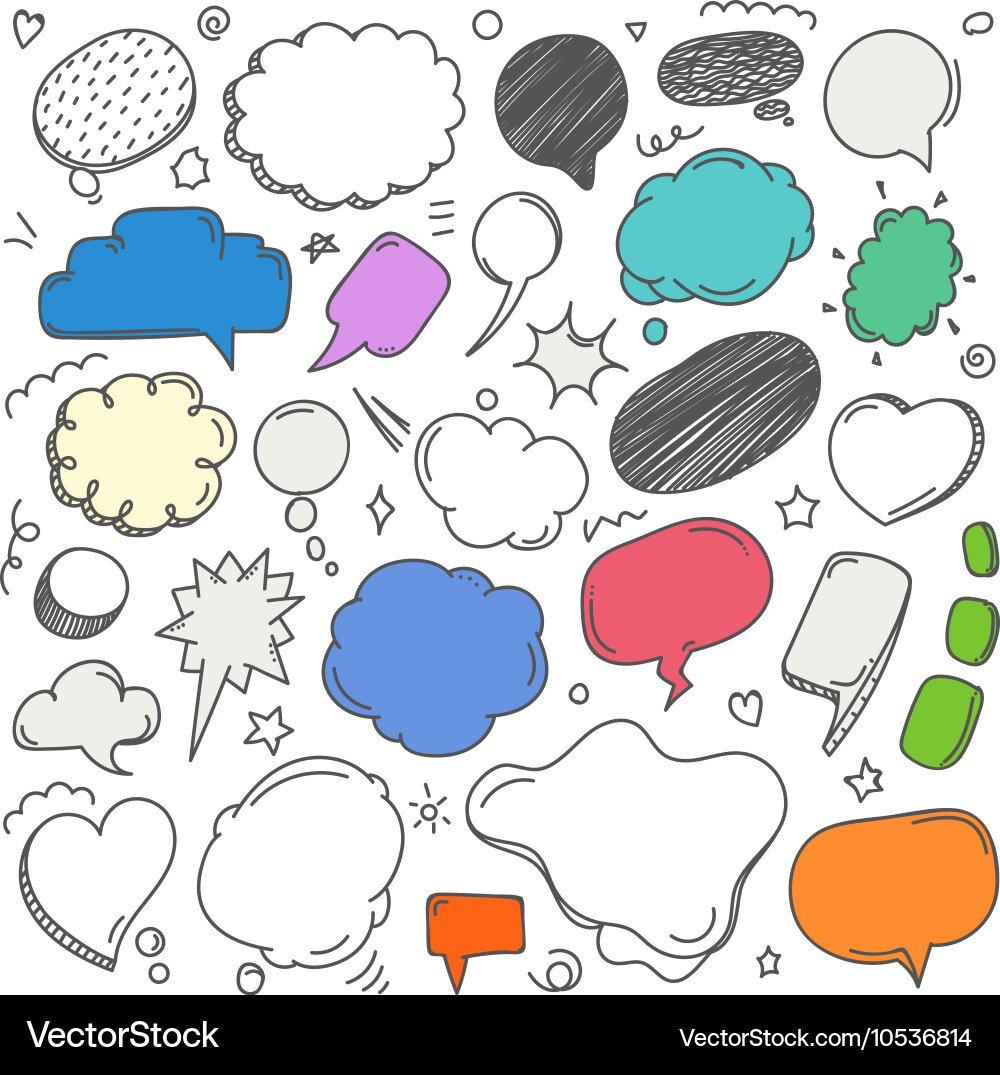Different sketch style speech clouds collection Vector Image