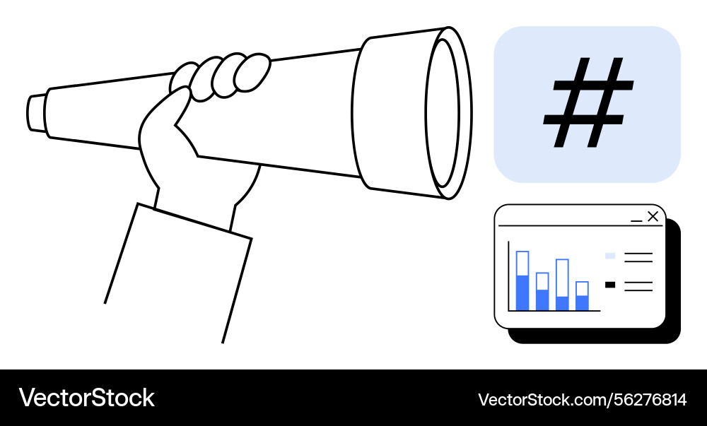 Exploring trends with a telescope analytics chart Exploring trends with a telescope analytics chart vector image