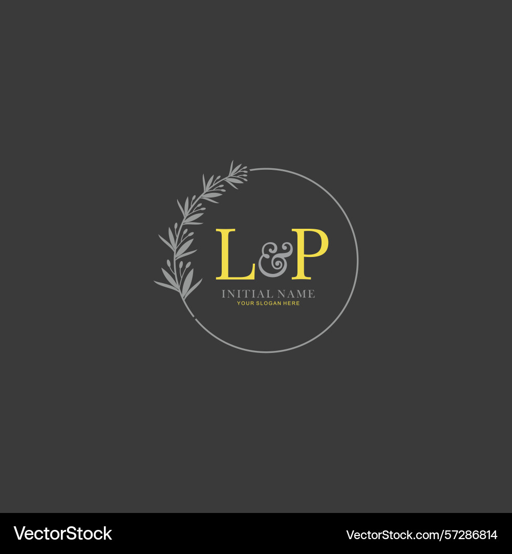 Lp initial logo templates with botanical elements Vector Image