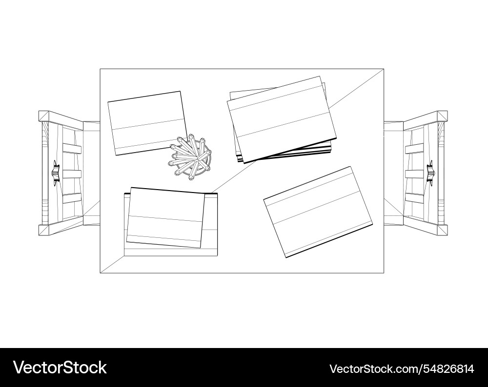 Outline of a rectangular table with two chairs Outline of a rectangular table with two chairs Vector Image