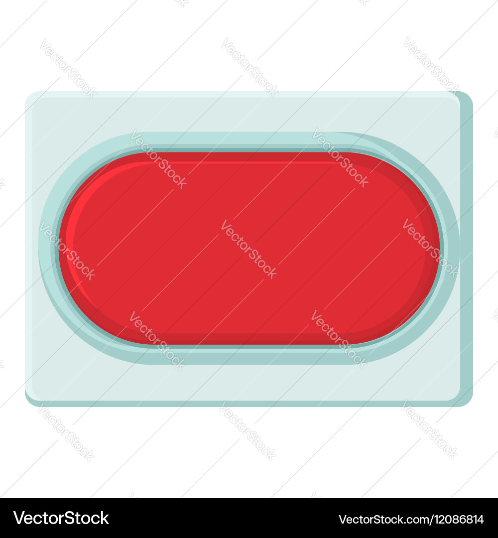 Red rectangular button icon cartoon style Vector Image