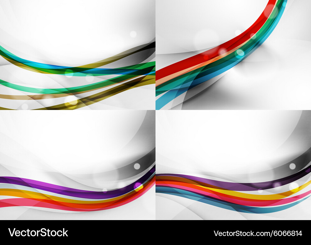 Set abstract backgrounds curve wave lines Vector Image