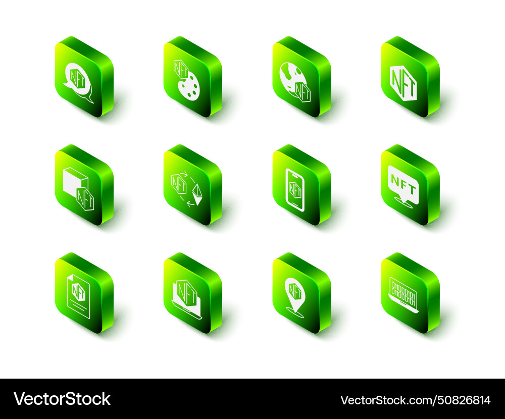 Set nft digital crypto art binary code mobile Set nft digital crypto art binary code mobile vector image