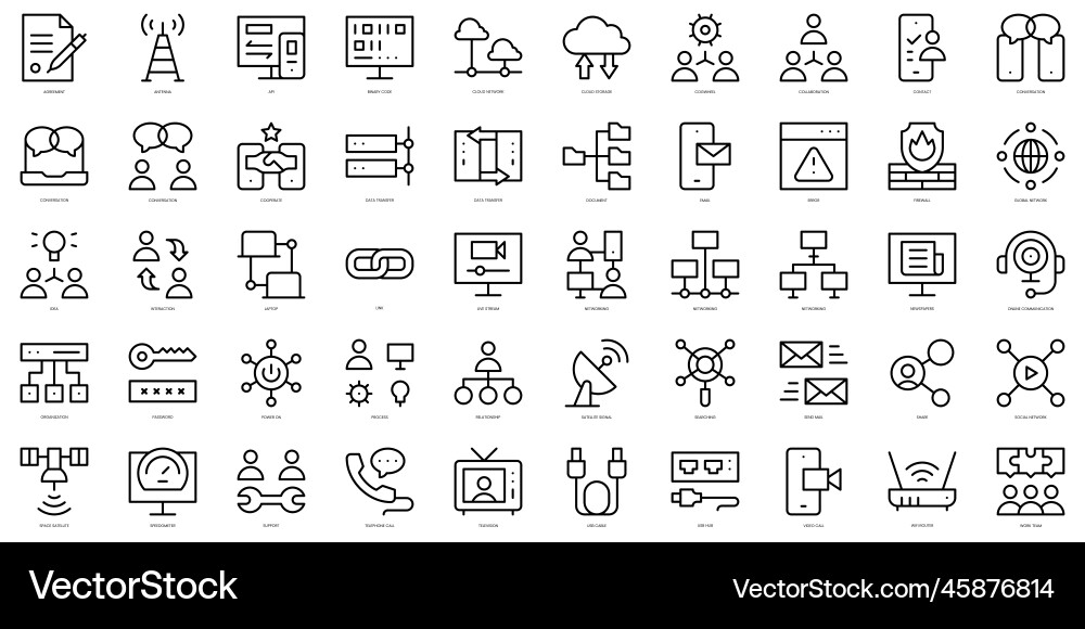 Set of thin line networking icons Set of thin line networking icons vector image