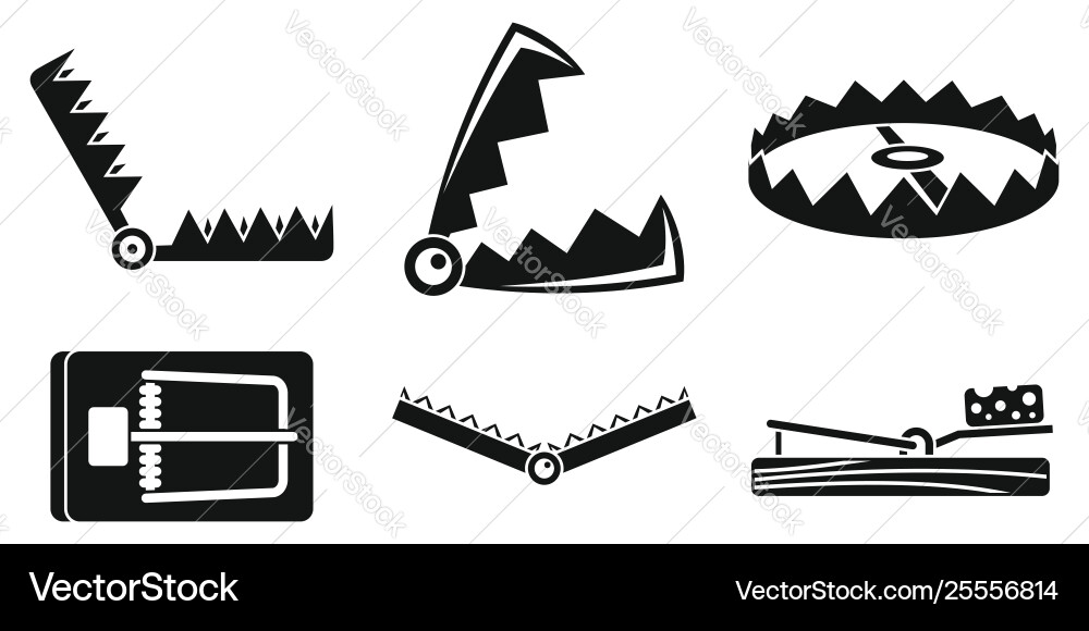 Trap catch icons set simple style Trap catch icons set simple style vector image