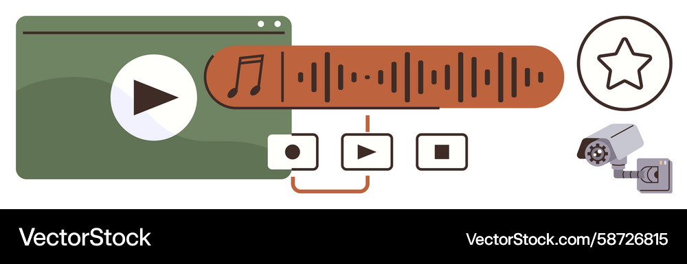 Audio and video player interface with music Audio and video player interface with music Vector Image