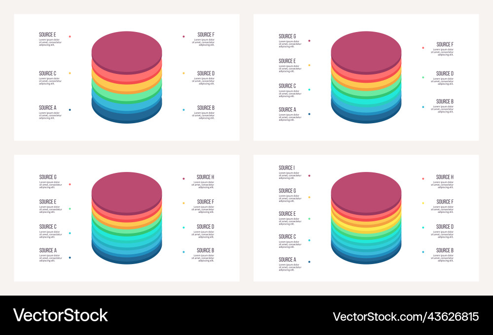 Business process chart with 6 7 8 9 steps Vector Image