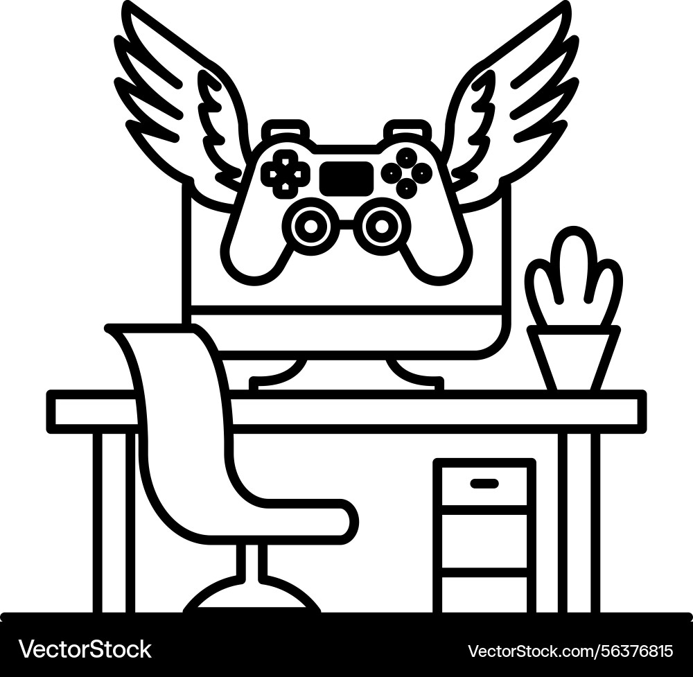 Computer monitor with a controller on top Computer monitor with a controller on top vector image