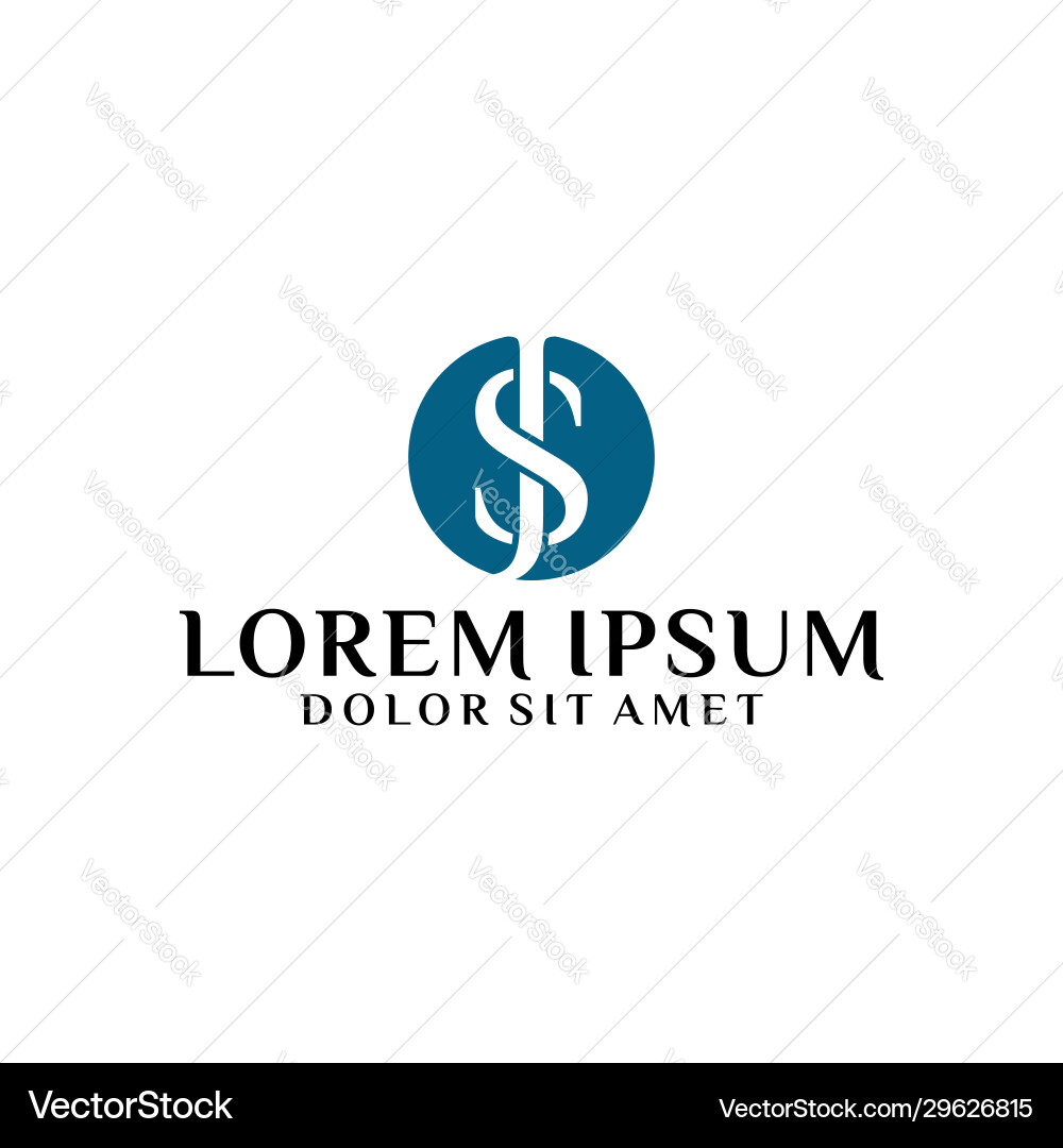 Initial letter js or sj logo template with overlap vector image