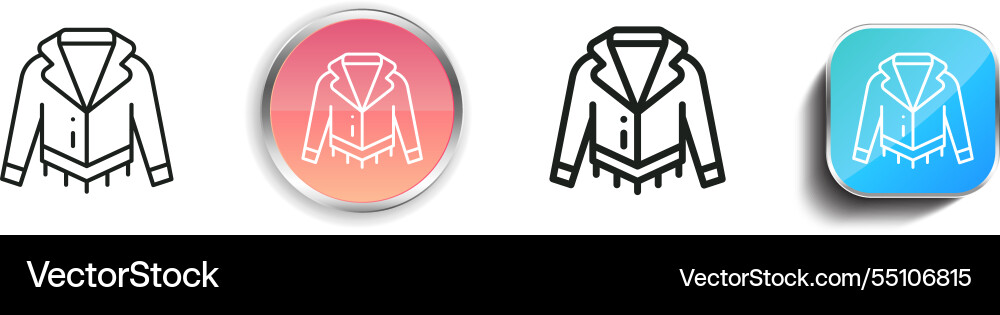 Jacket icon thin linear regular and button style vector image