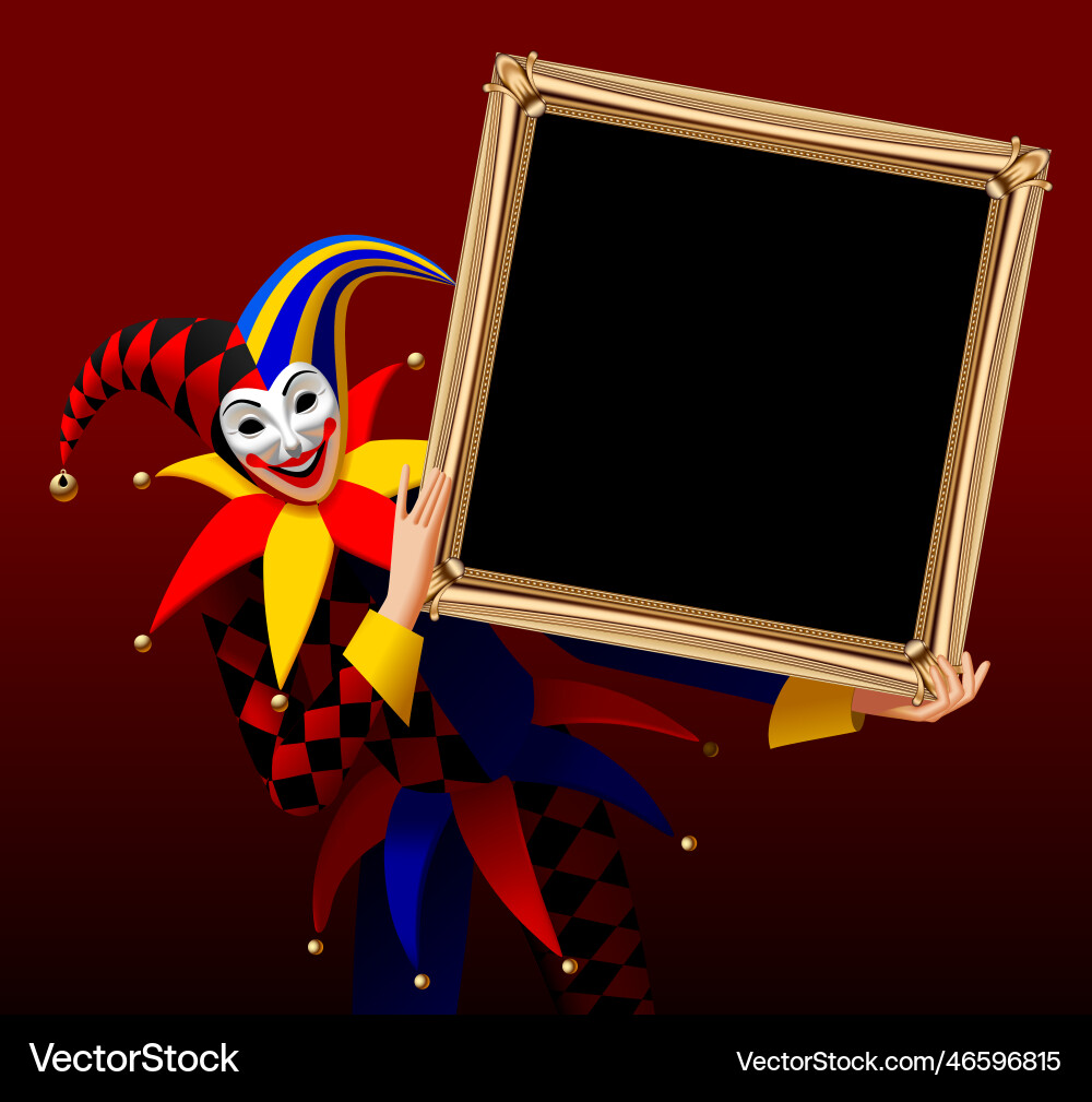 Joker in einer lächelnden Maske und bunten Kostüm Joker in einer lächelnden Maske und bunten Kostüm vektorbild