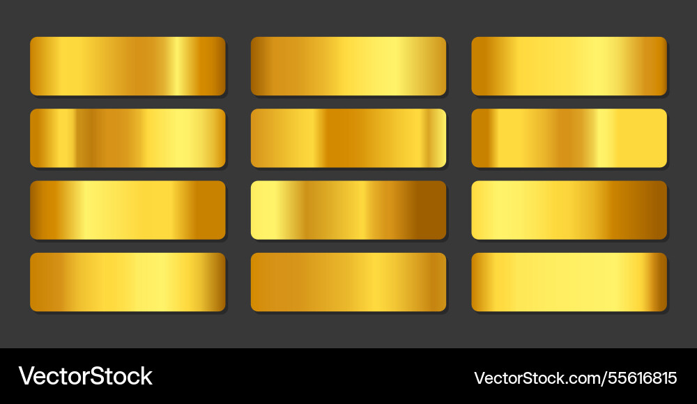 Metallic gradient collection with shiny rainbow Vector Image