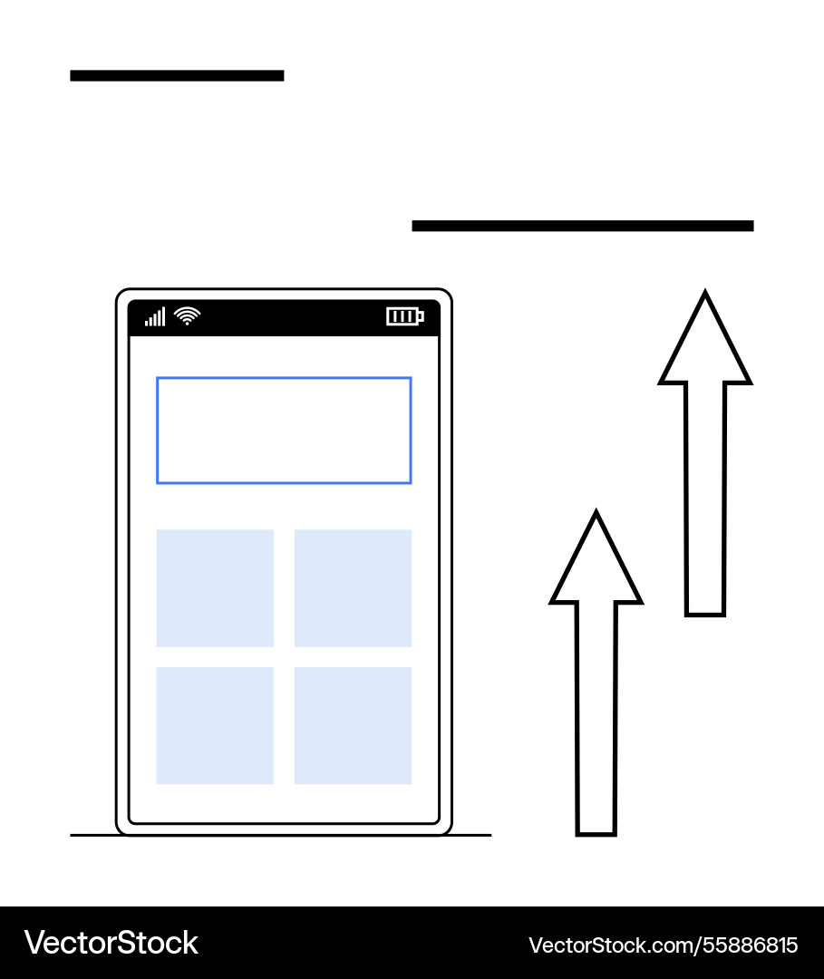 Mobile phone interface with arrows representing Mobile phone interface with arrows representing vector image