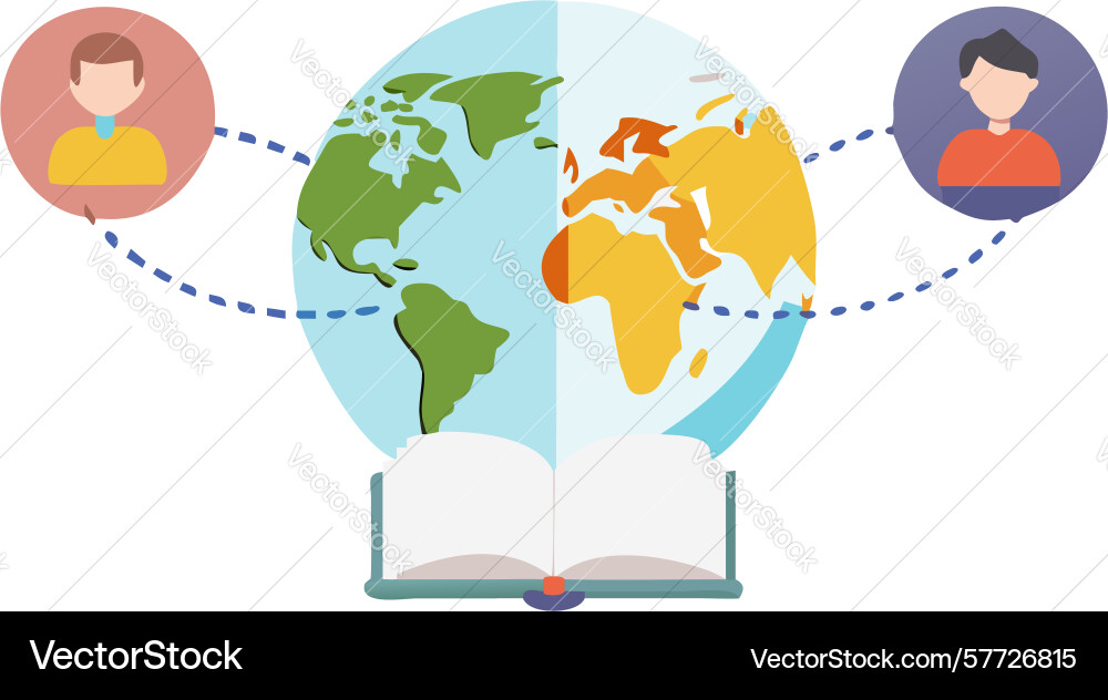 Open book with world map global learners vector image