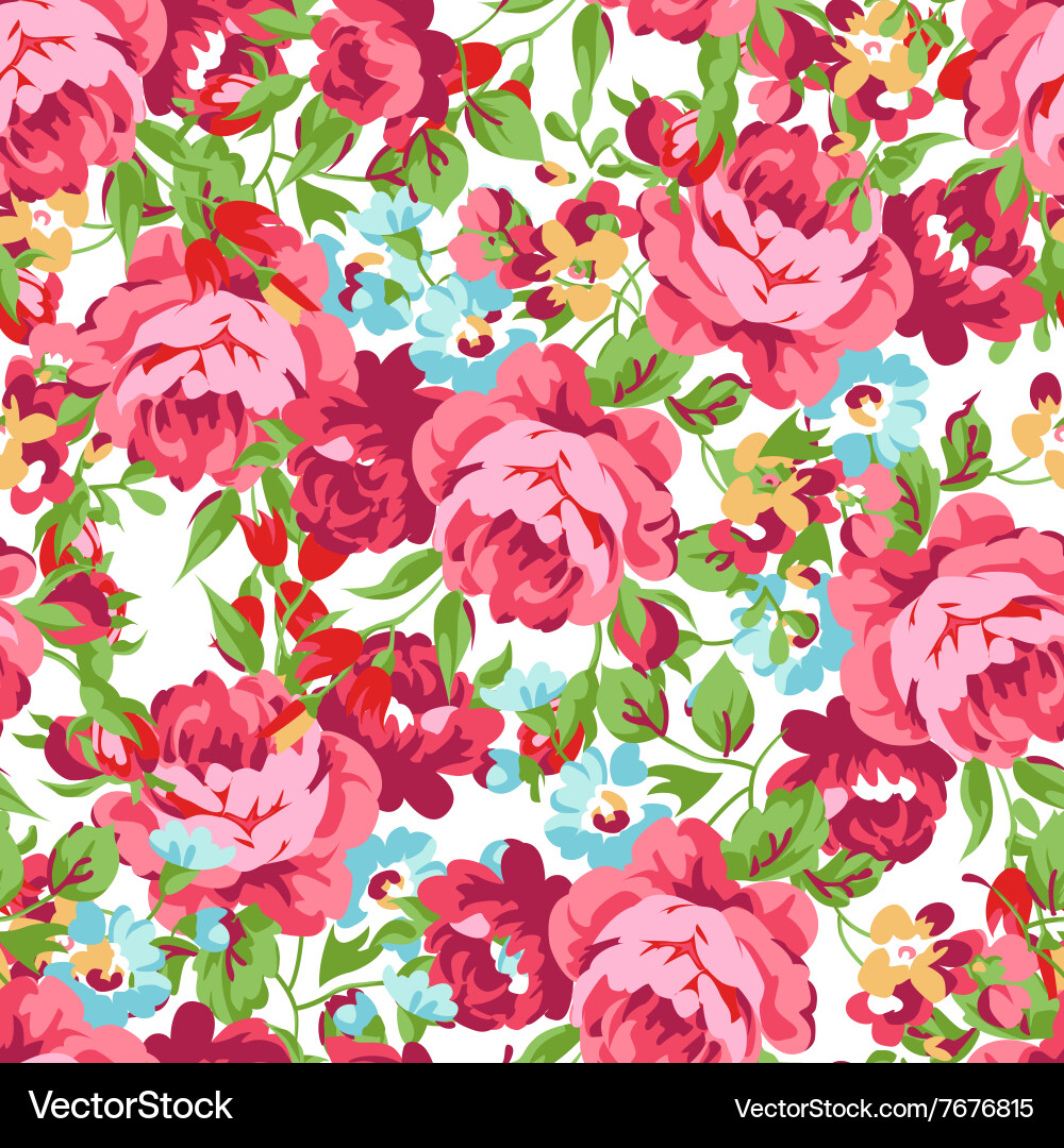 Red Rose Floral Seamless Pattern Vector Image