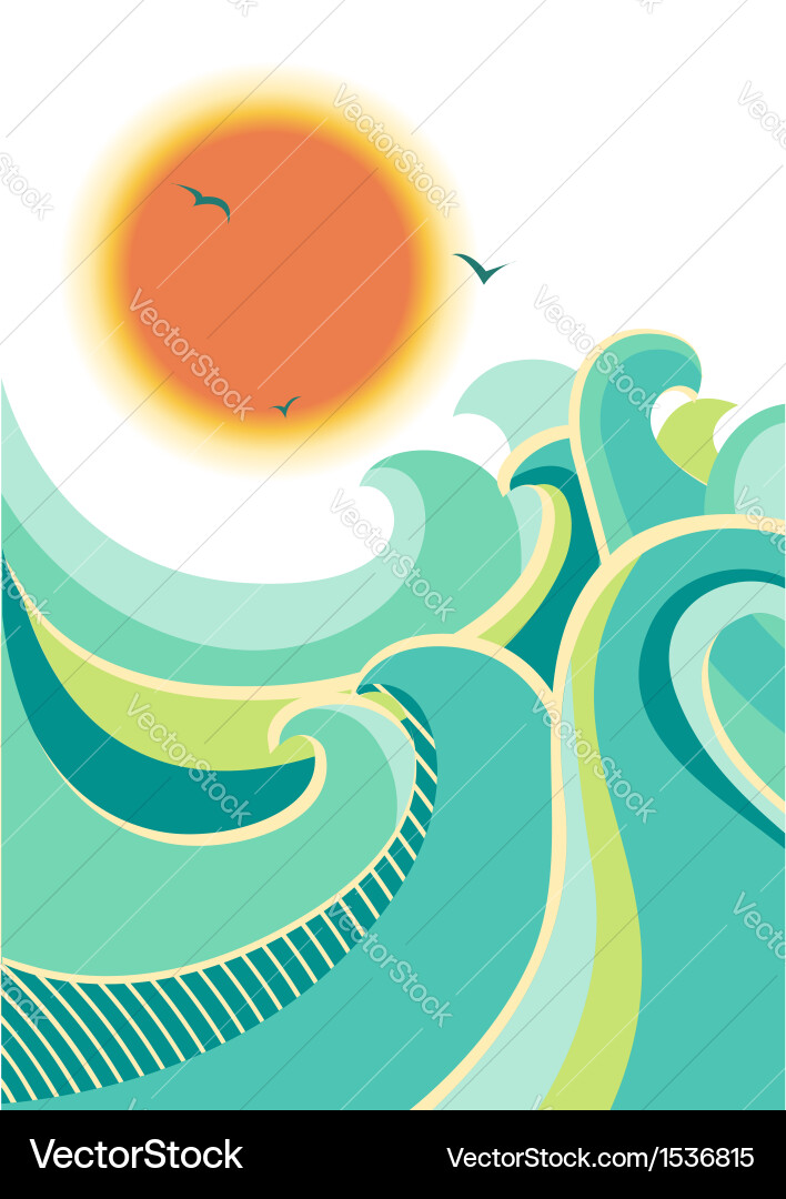 Retro Coastal Wave Poster Vector Image
