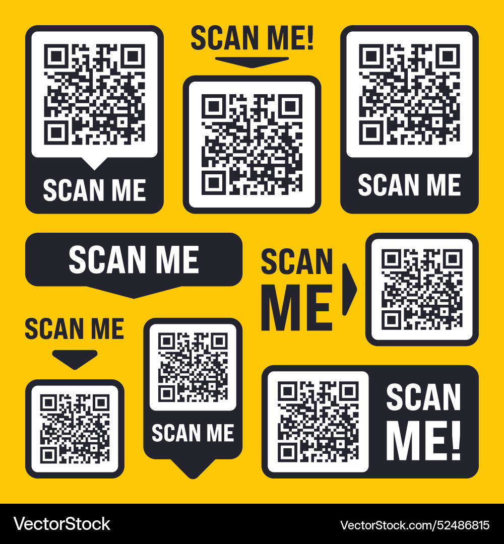 Scan me qr code sticker with text online payment Vector Image