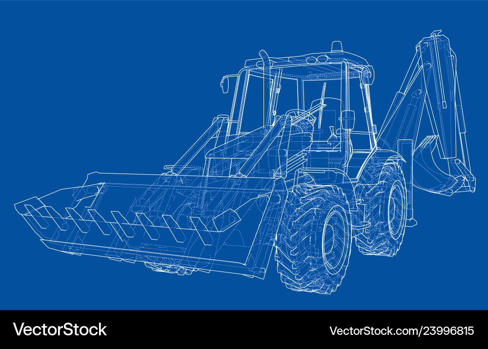 Sketch of loading shovel with back actor Sketch of loading shovel with back actor vector image