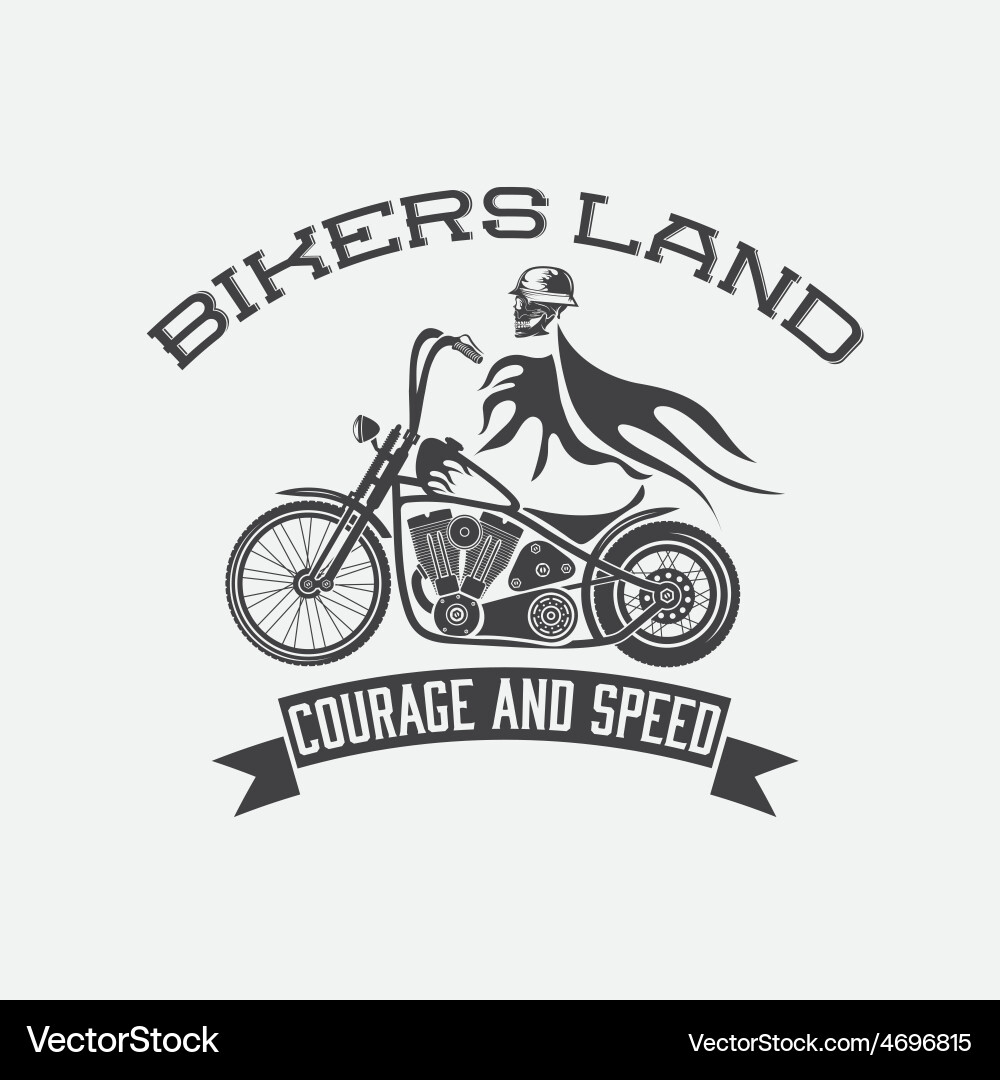 Skull Rider Flames Motorcycle Vector Image