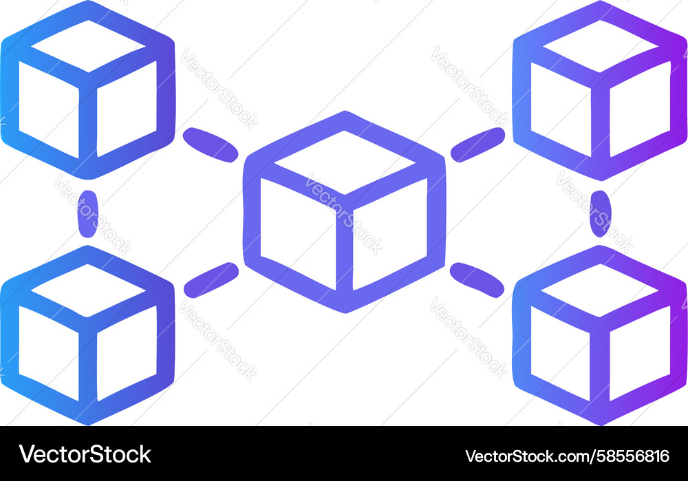 Blockchain Cube Network Icon Set Vector Image