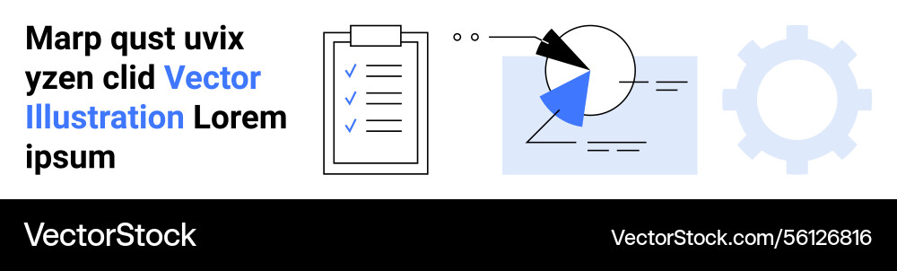 Checklist with data chart and gear symbolizing Vector Image