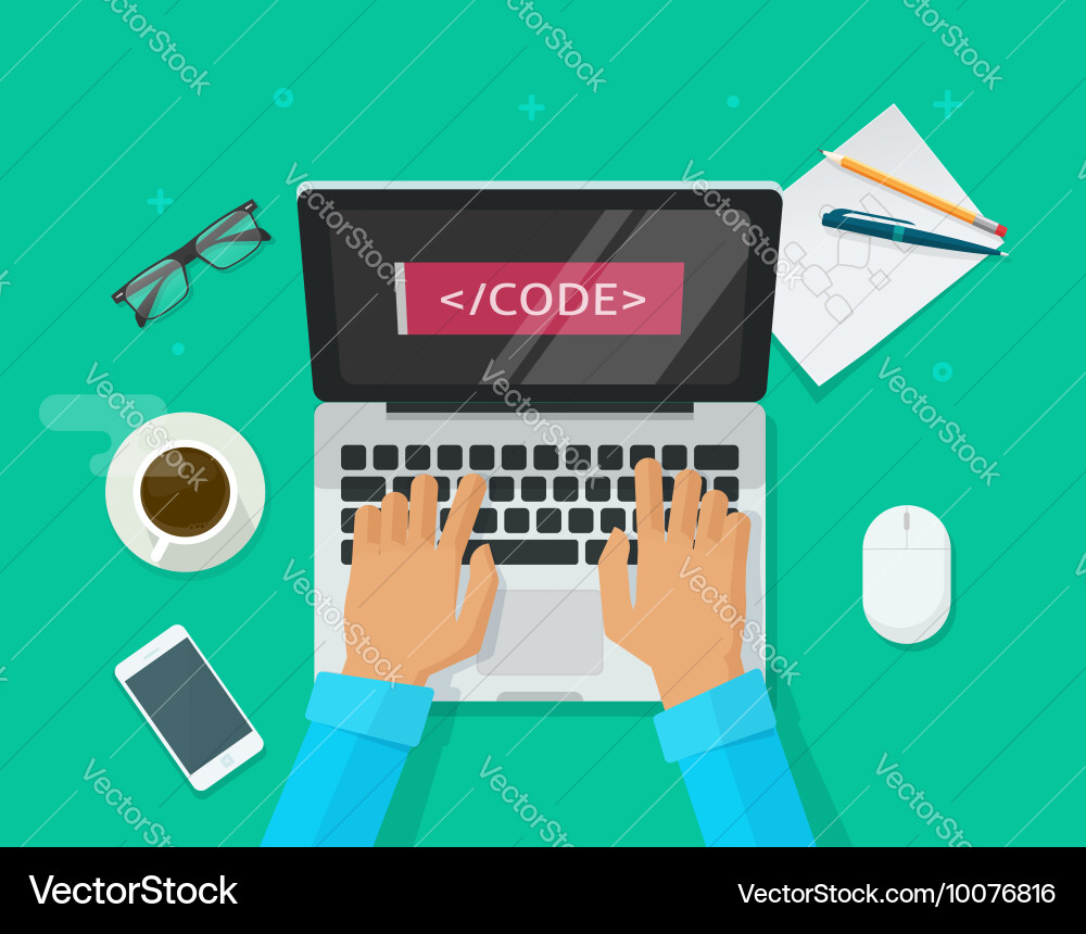 Coding on Laptop - Workstation vector image