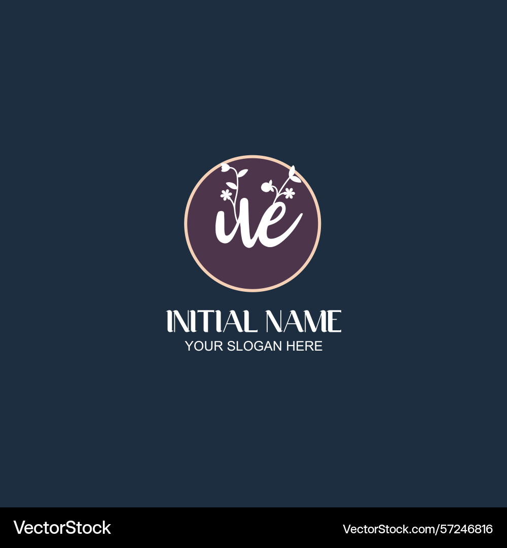 Elegant ue initial logo design with botanical vector image