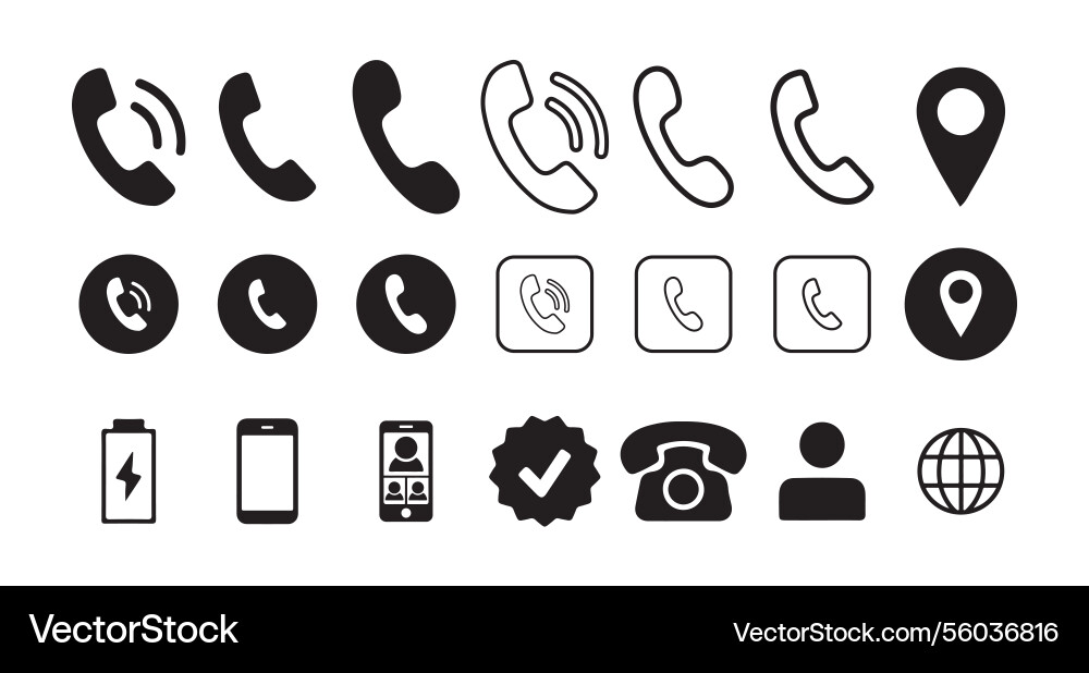 Phone icon set message location website Vector Image