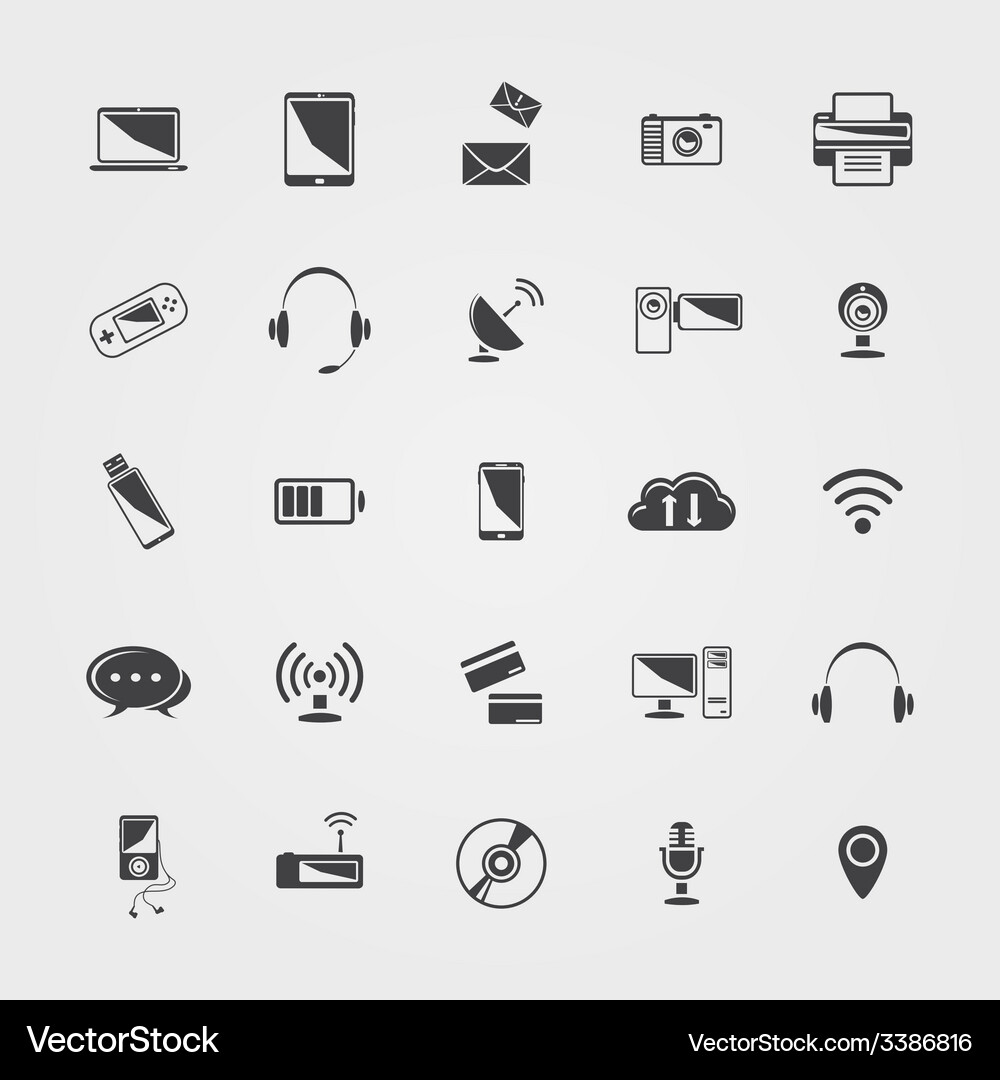 Schwarze Technologie Icons Set Vektorbild