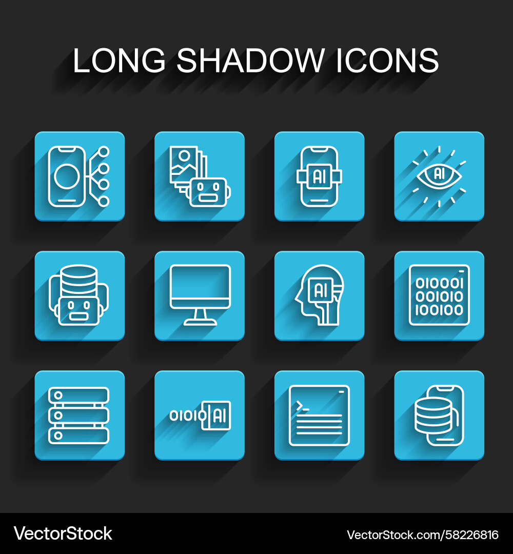 Server & Data Neural Network Icons Vector Image