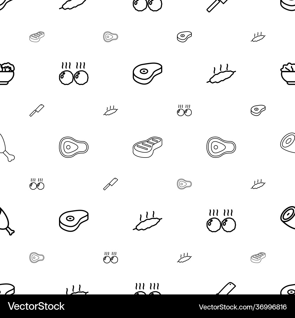 Steak icons pattern seamless white background vector image
