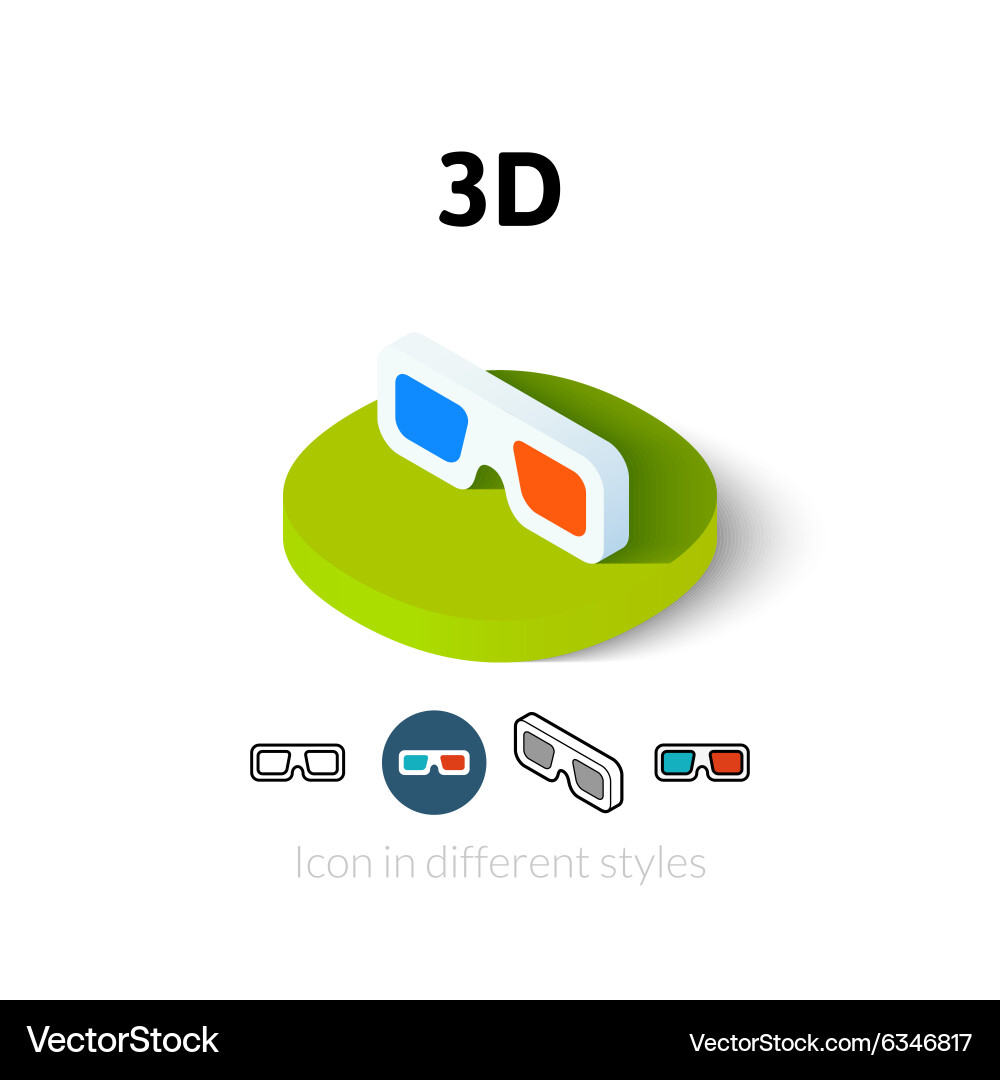 3d icon in different style Vector Image