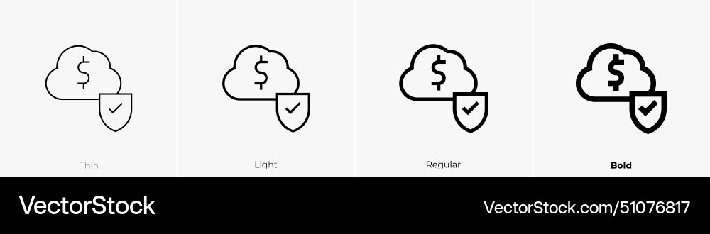 Cloud data icon thin light regular and bold style Cloud data icon thin light regular and bold style vector image