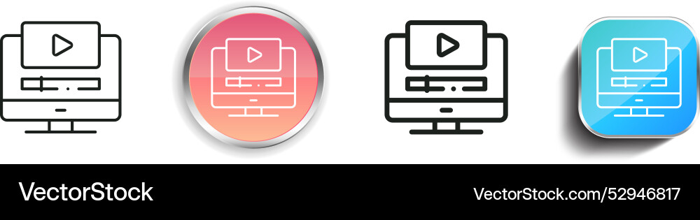Computer icon thin linear regular and button vector image