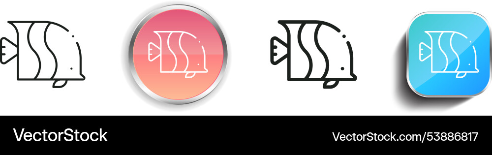 Fish icon thin linear regular and button style Vector Image