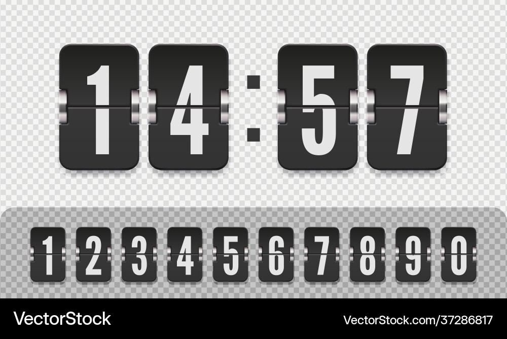 Flip countdown number on transparent Vector Image