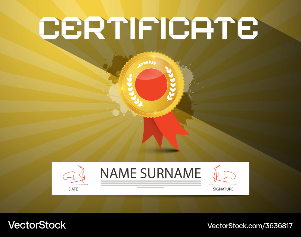 Gold certificate layout Royalty Free Vector Image