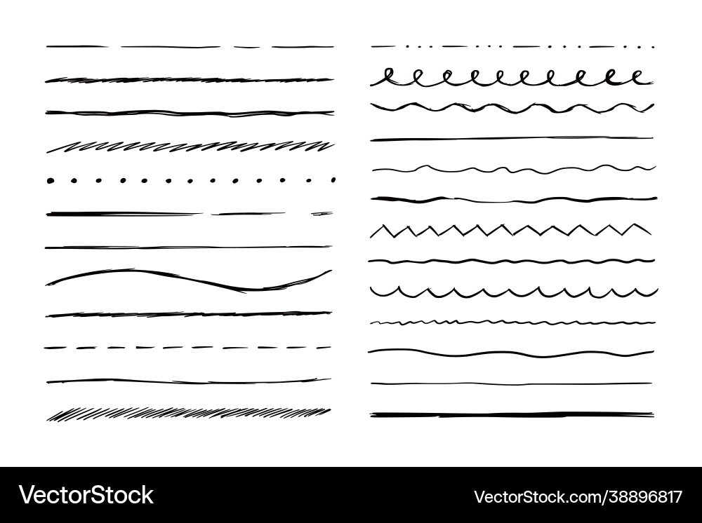Hand drawn line set sketch scribble Hand drawn line set sketch scribble vector image