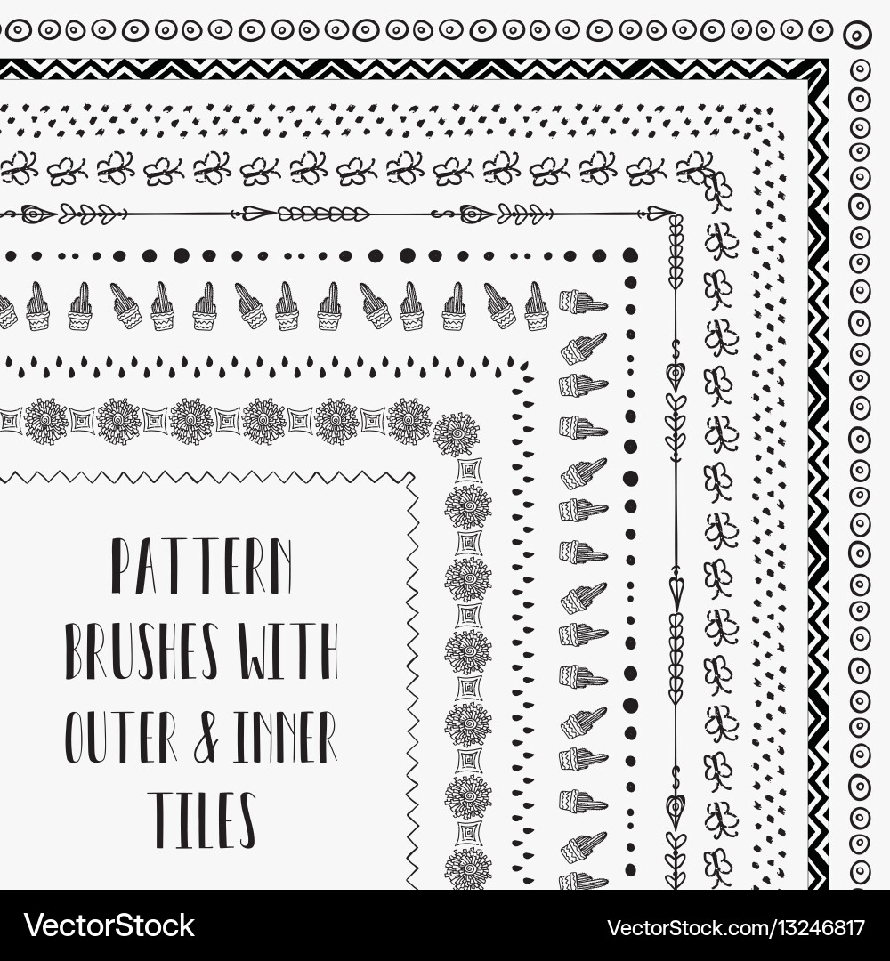 Pattern brushes with outer and inner tiles Vector Image
