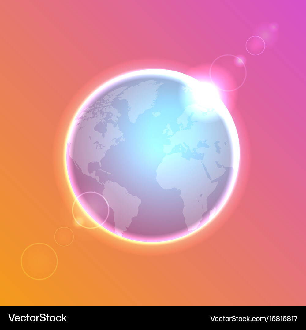 Planet earth on colorful defocused lights bokeh Vector Image