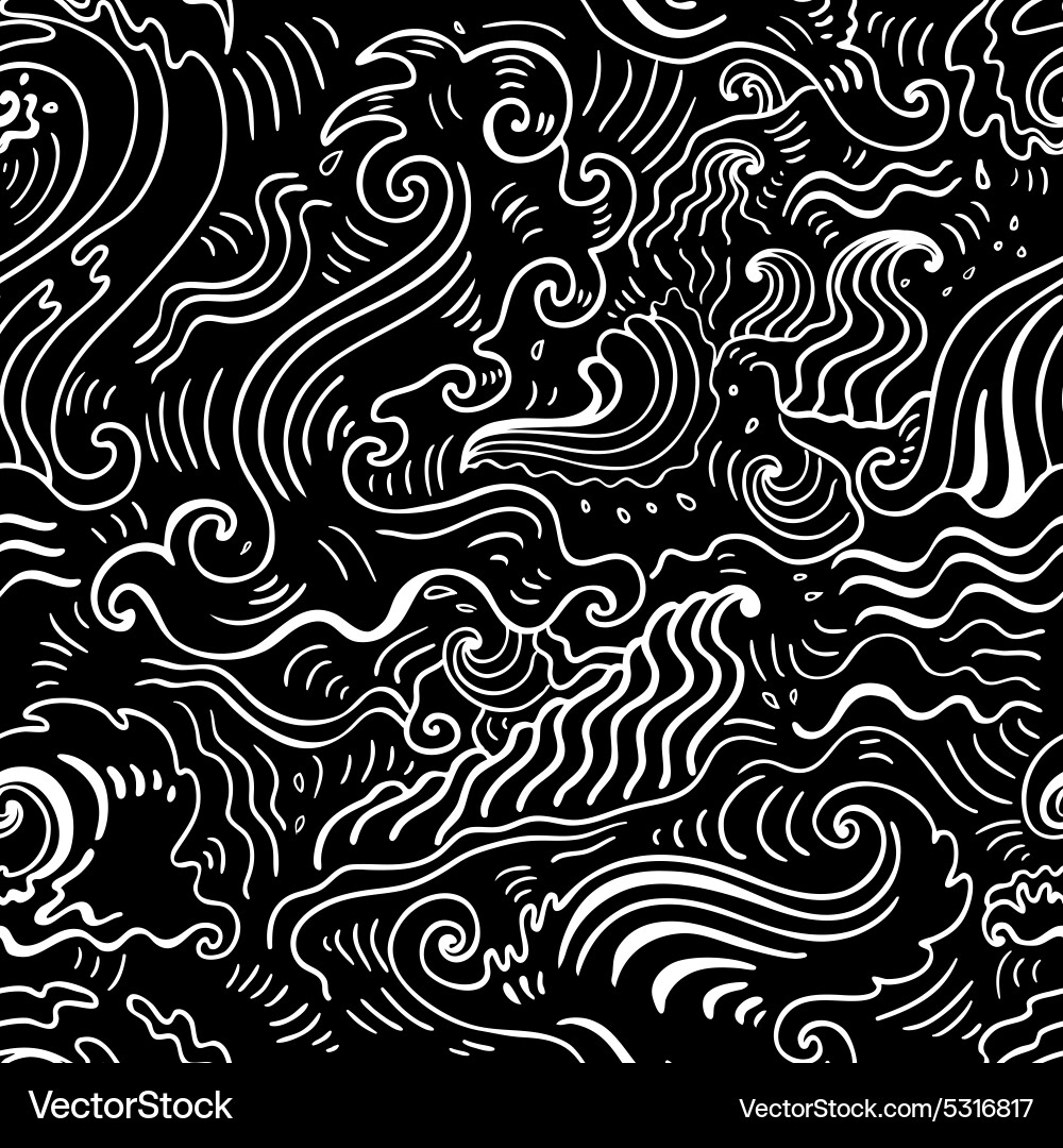 Sea waves seamless background Royalty Free Vector Image