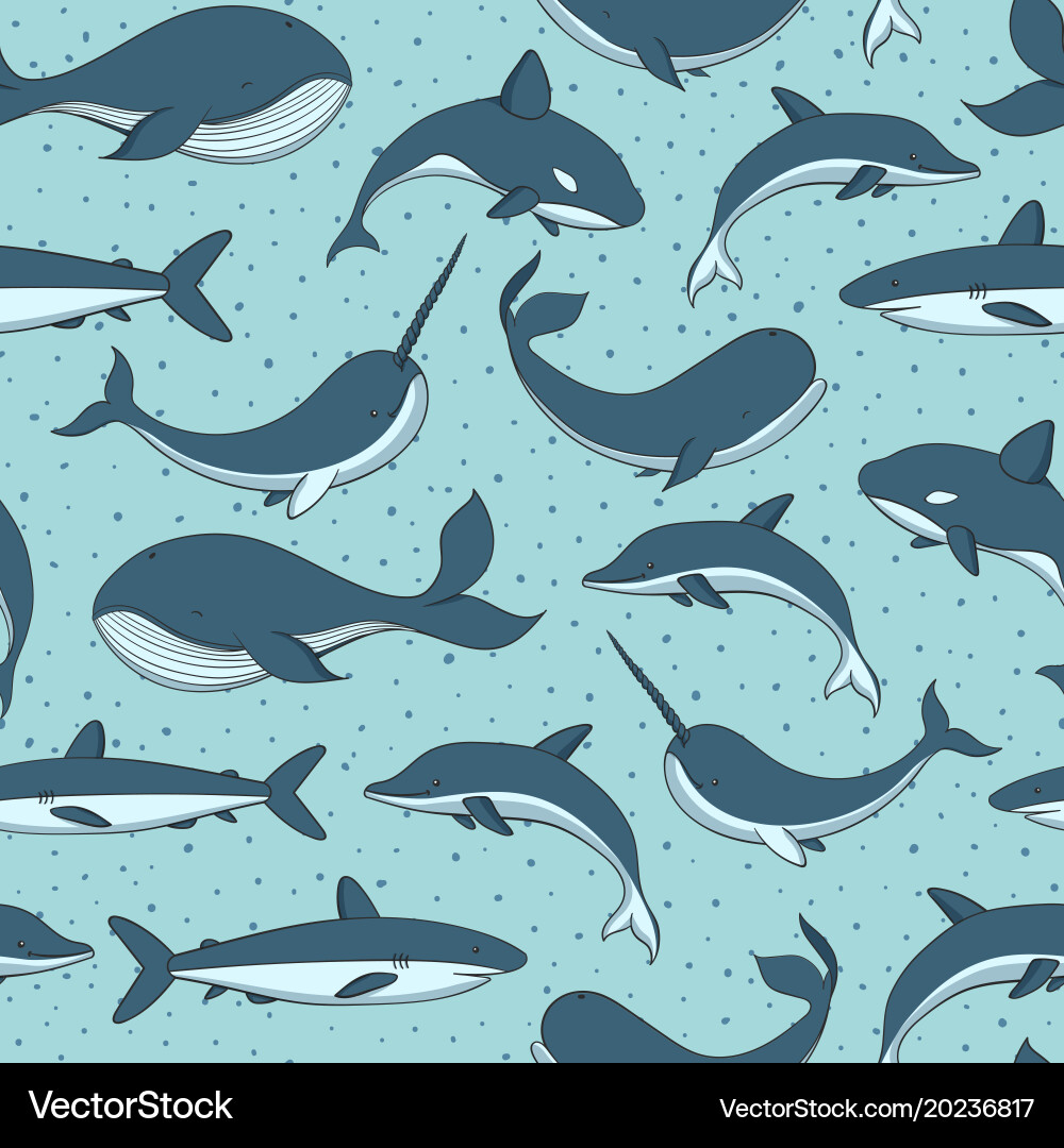 Seamless pattern with sea creatures vector image