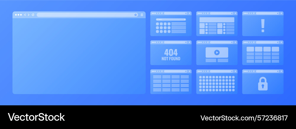 Web browser window transparent pages layout Web browser window transparent pages layout vector image