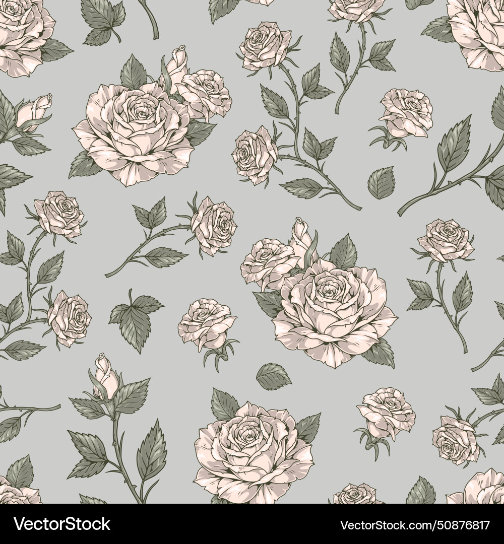 White roses seamless pattern colorful White roses seamless pattern colorful vector image