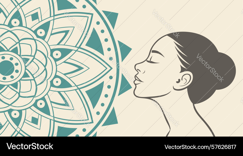 Womans profile with abstract flowing lines Vector Image