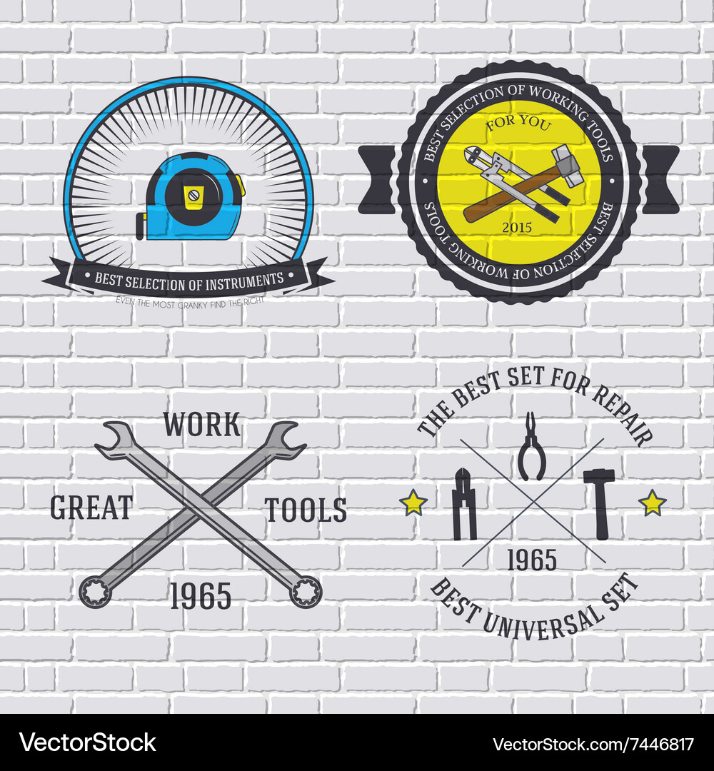 Work tools set label template of emblem element Vector Image