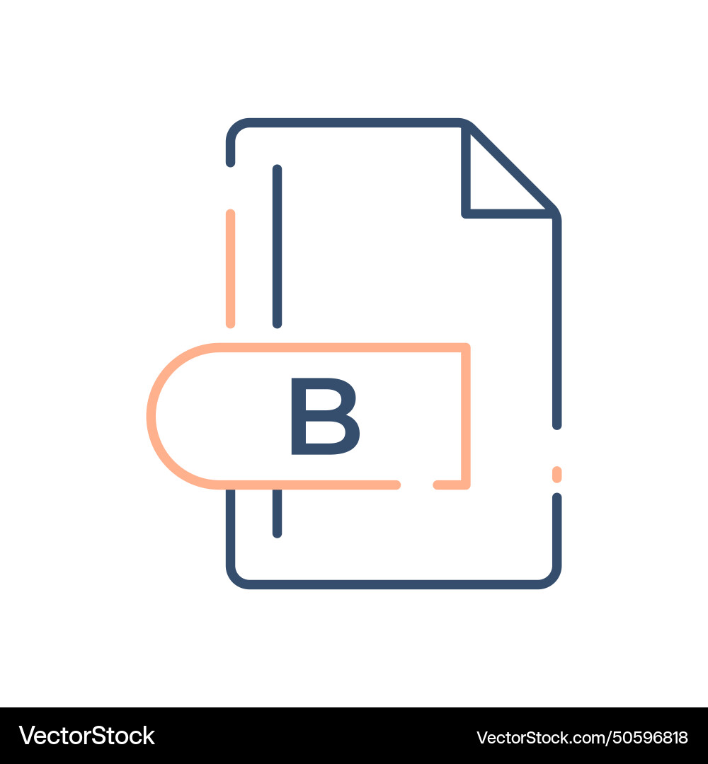 B file format icon extension line vector image