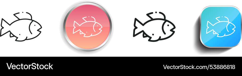 Fish icon thin linear regular and button style Vector Image