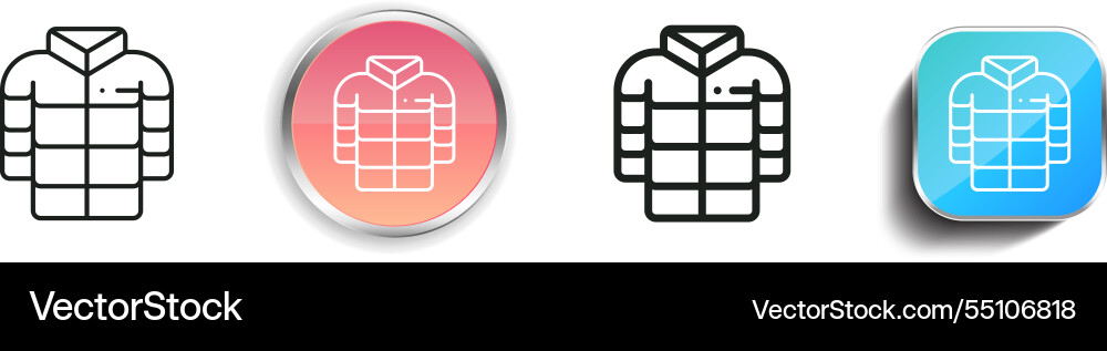 Jacket icon thin linear regular and button style vector image