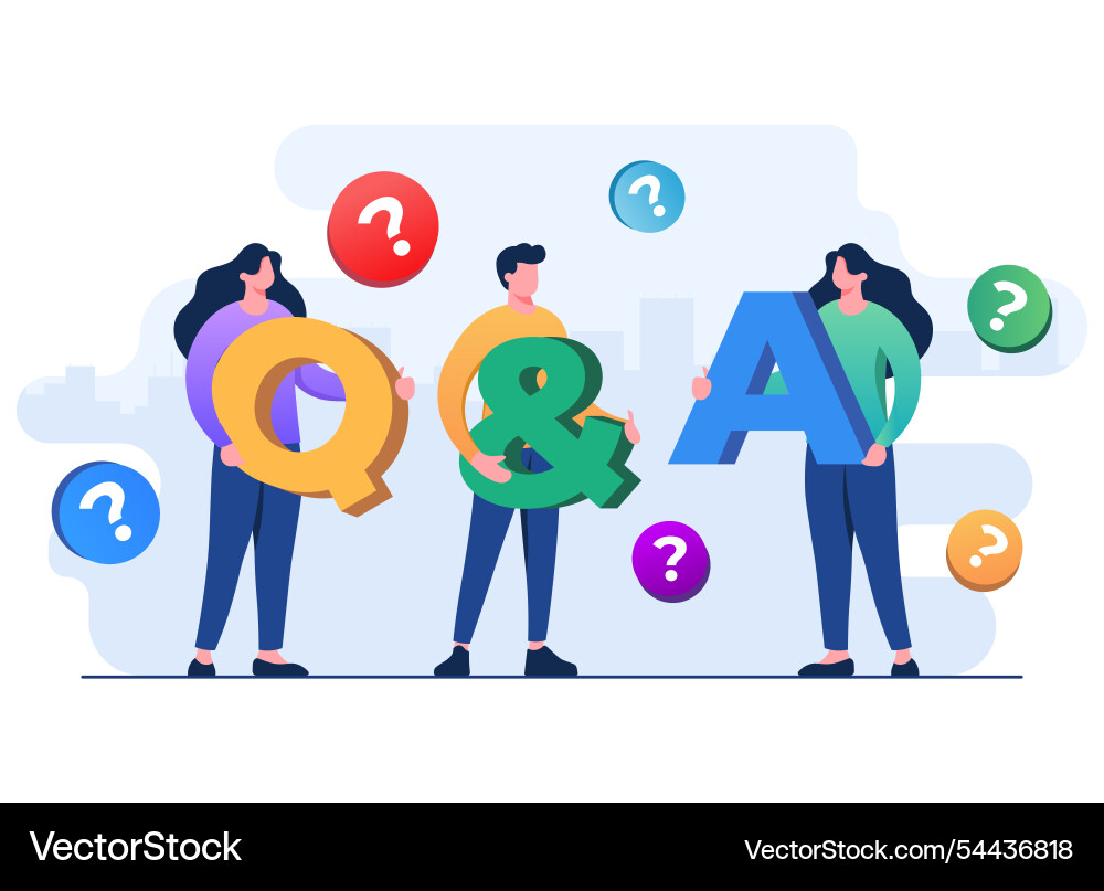 People characters holding qa letters questions People characters holding qa letters questions vector image